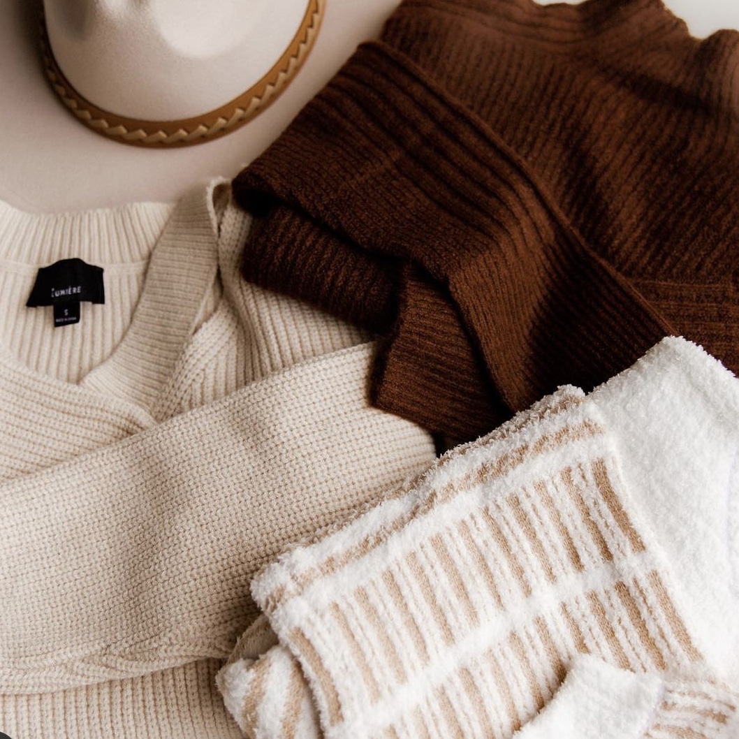 Sweater Combo Flatlay with Hat