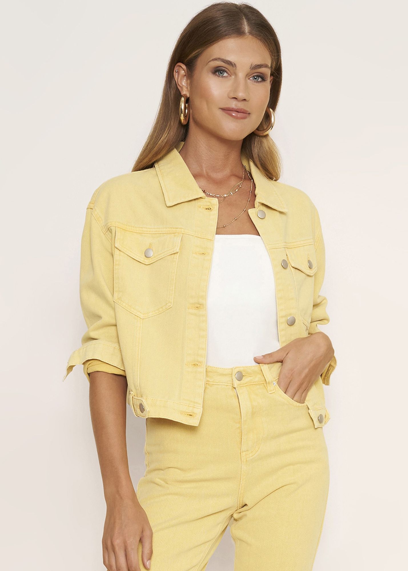 Light yellow denim on sale jacket