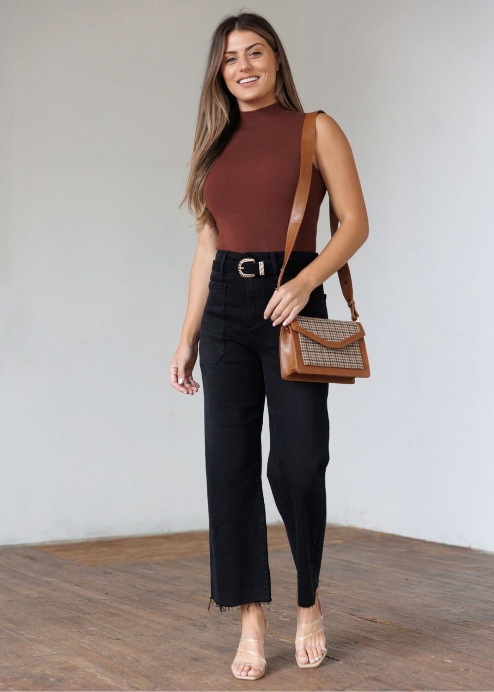 BLACK WIDE LEG JEANS WITH UTILITY POCKETS