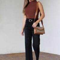 BLACK WIDE LEG JEANS WITH UTILITY POCKETS