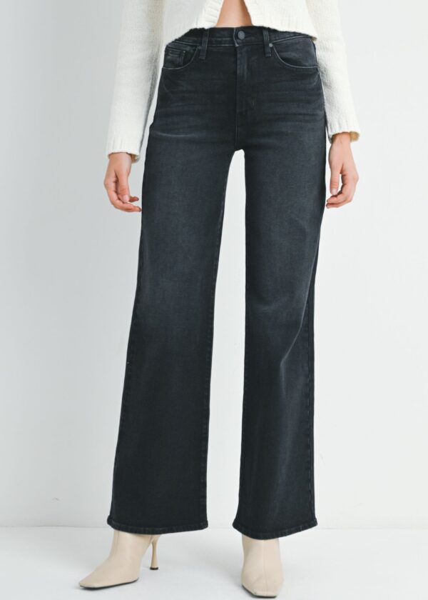 BLACK PALAZZO FLARE LEG JEANS