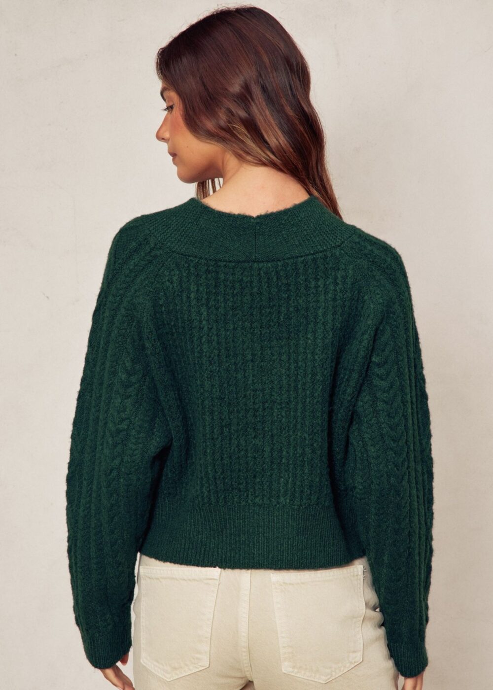 HUNTER GREEN CABLE KNIT CARDIGAN