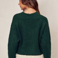 HUNTER GREEN CABLE KNIT CARDIGAN