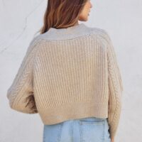 TAUPE CABLE KNIT CARDIGAN