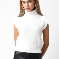 OFF WHITE SLEEVELESS SWEATER TOP