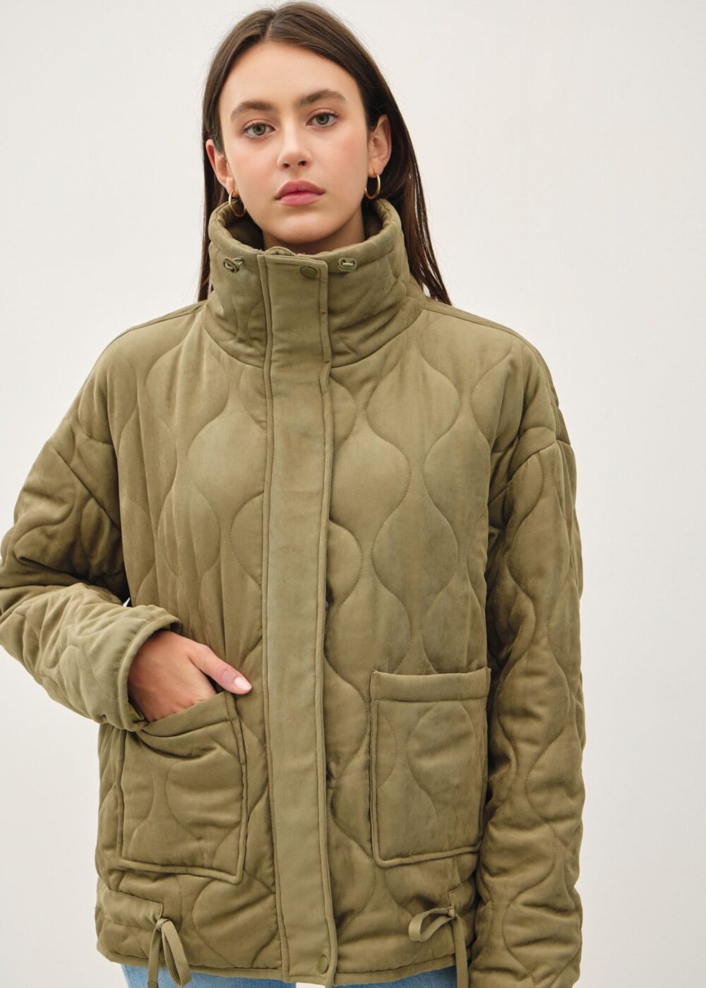 OLIVE GREEN QUILTED JACKET