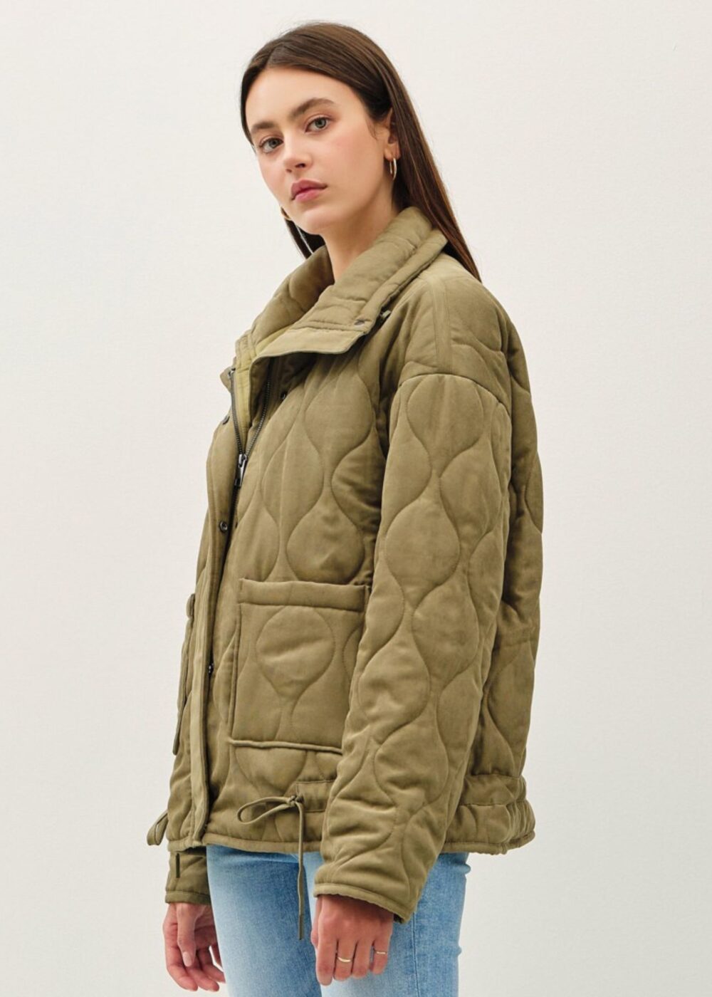 OLIVE GREEN QUILTED JACKET