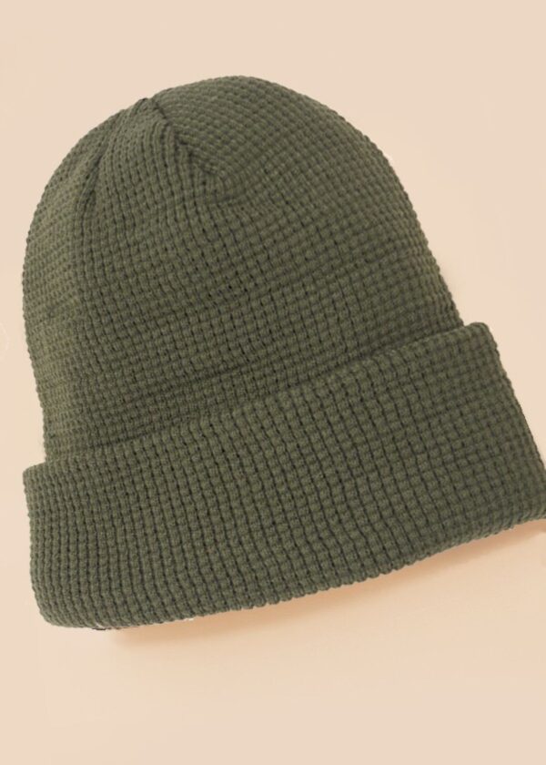 OLIVE GREEN THERMAL KNIT BEANIE