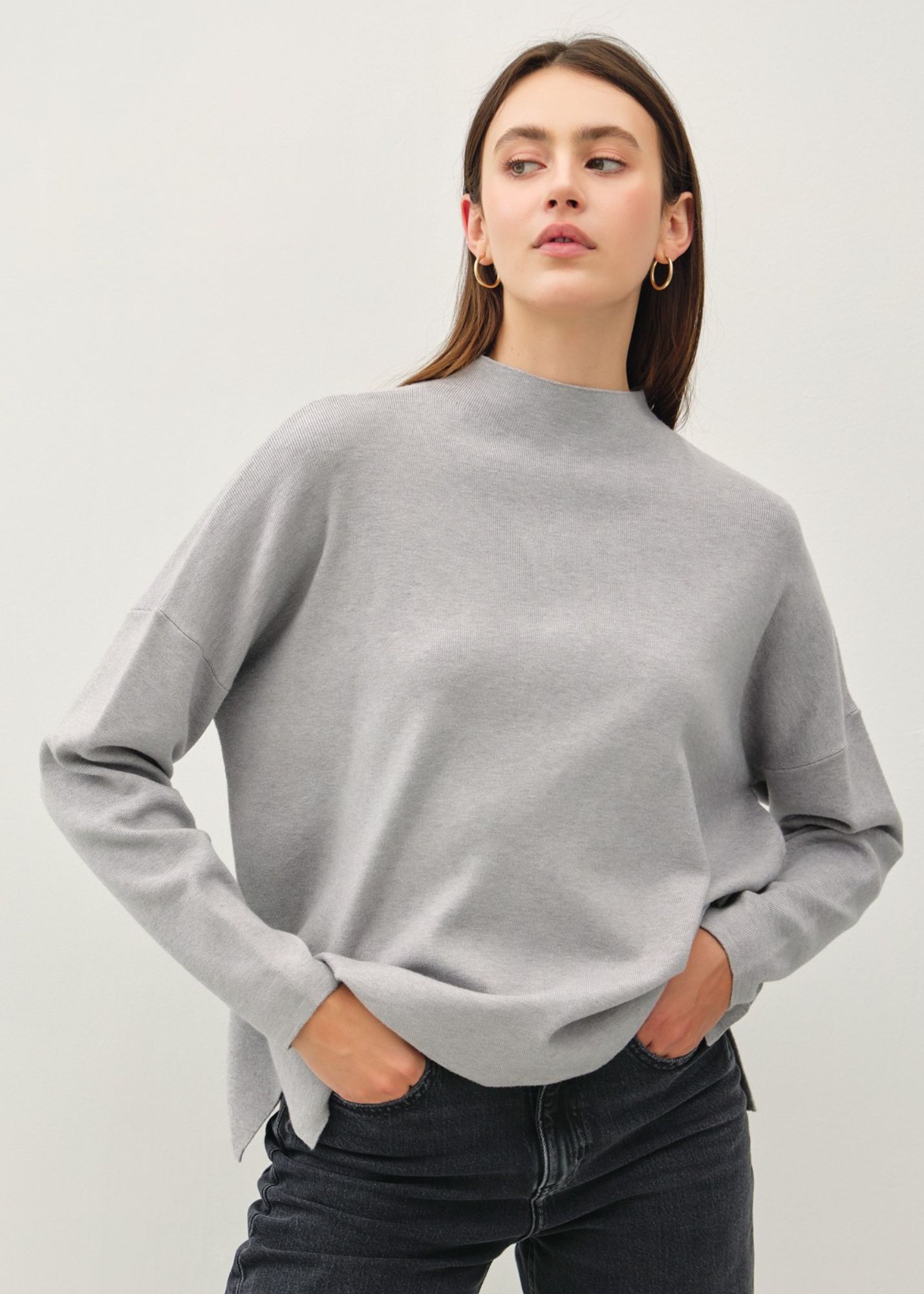 LAURA OVERSIZED MOCK NECK SWEATER Primp Boutique