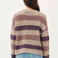 MAUVE STRIPE CROCHET SWEATER