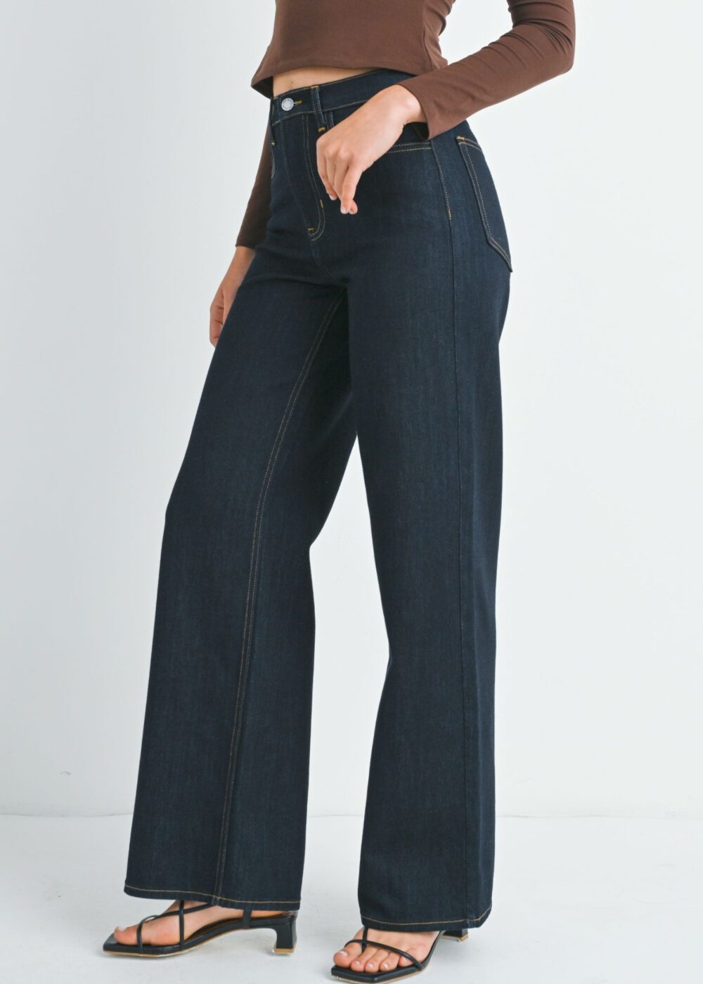 SUPER DARK WASH WIDE LEG JEANS