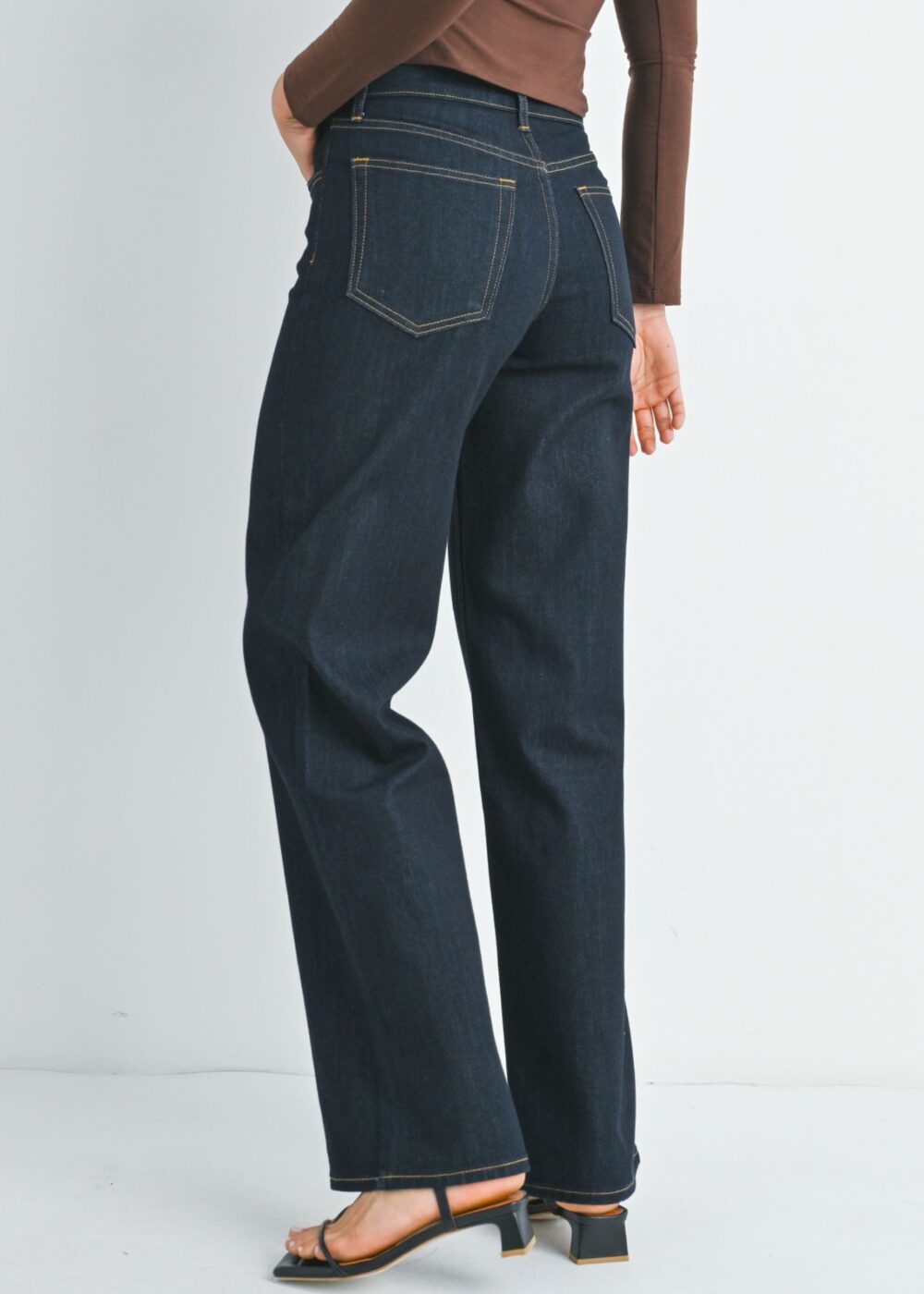 SUPER DARK WASH WIDE LEG JEANS