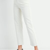 WHITE CORDUROY STRAIGHT LEG PANTS