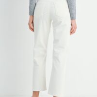 WHITE CORDUROY STRAIGHT LEG PANTS