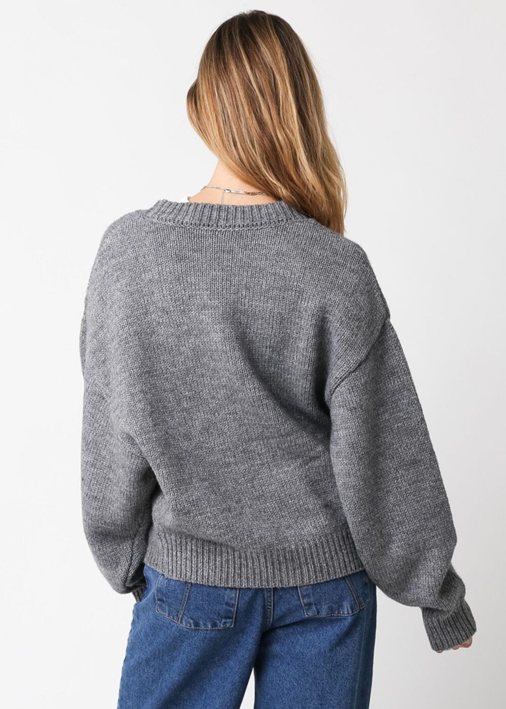 GREY FRONT TIE CARDIGAN