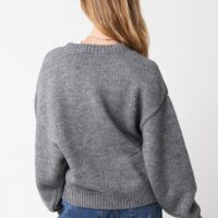 GREY FRONT TIE CARDIGAN