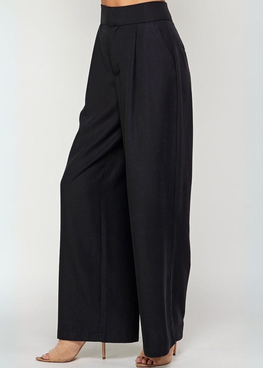 BLACK WIDE LEG TROUSERS