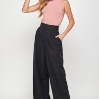 BLACK WIDE LEG TROUSERS