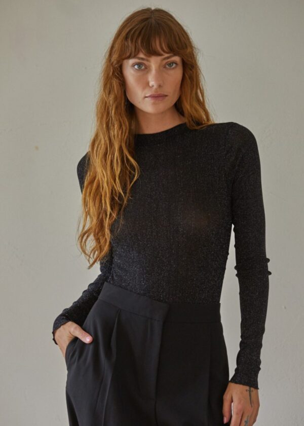 BLACK LONG SLEEVE MESH BODYSUIT