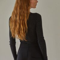 BLACK LONG SLEEVE MESH BODYSUIT