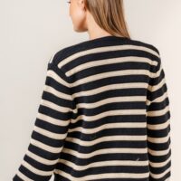 BLACK AND TAUPE STRIPE CARDIGAN