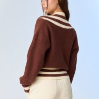 BROWN SURPLICE NECK SWEATER