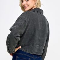 CHARCOAL DENIM MOTO JACKET