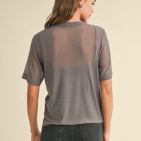 GREY SHORT SLEEVE MESH TOP