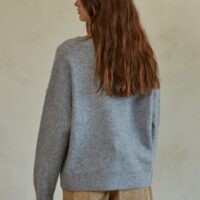 HEATHER GREY V-NECK SWEATER