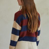 BURGUNDY AND NAVY STRIPE SWEATER