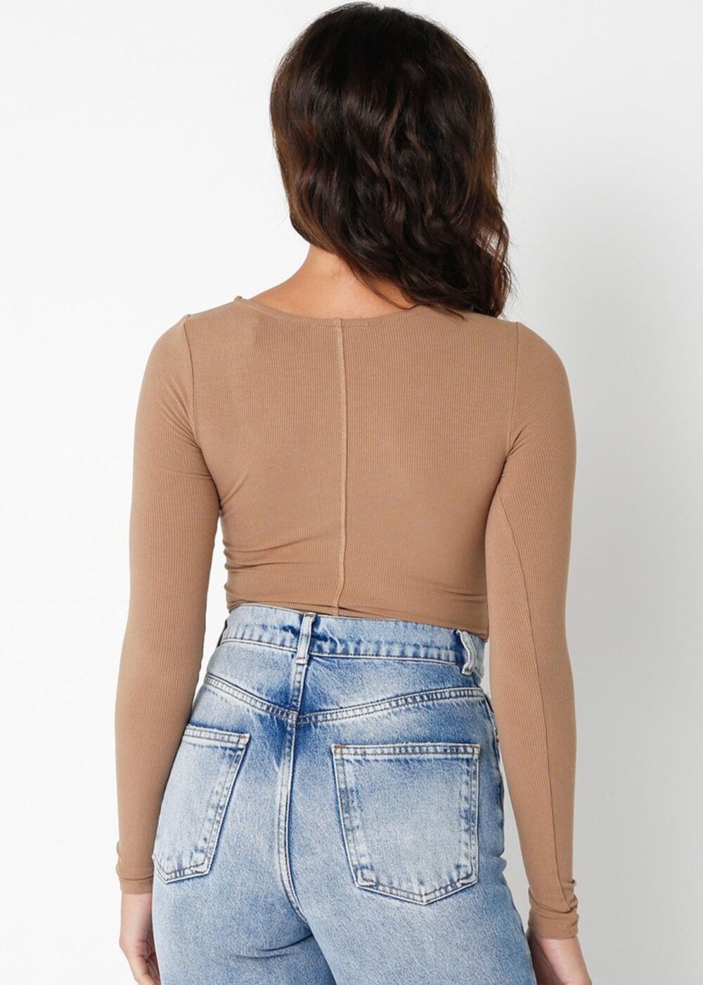 TAUPE SCOOP NECK TOP