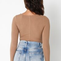 TAUPE SCOOP NECK TOP