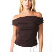 BROWN OFF THE SHOULDER TOP