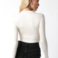 ECRU LONG SLEEVE KNIT BODYSUIT