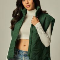 GREEN QUILTED PUFFER VEST