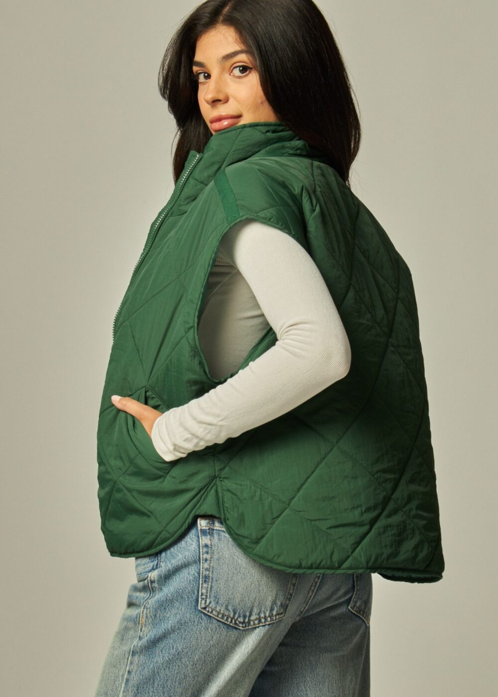 GREEN QUILTED PUFFER VEST