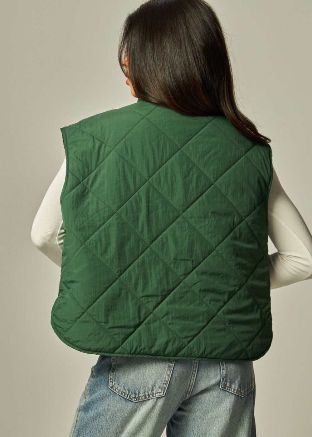 GREEN QUILTED PUFFER VEST