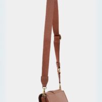 BROWN FAUX LEATHER SADDLE CROSSBODY PURSE