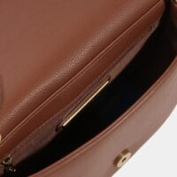 BROWN FAUX LEATHER SADDLE CROSSBODY PURSE