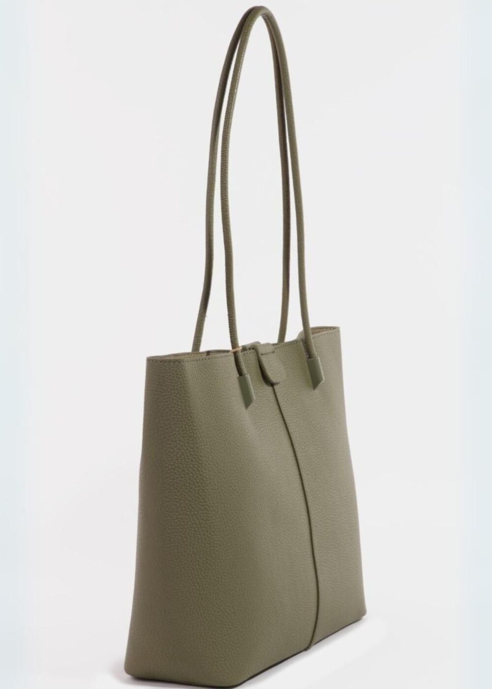 MOSS GREEN FAUX LEATHER TOTE BAG