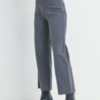 CHARCOAL GREY WIDE LEG JEANS WITH UTILITY POCKETS