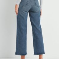 DARK WASH CROPPED WIDE LEG JEANS