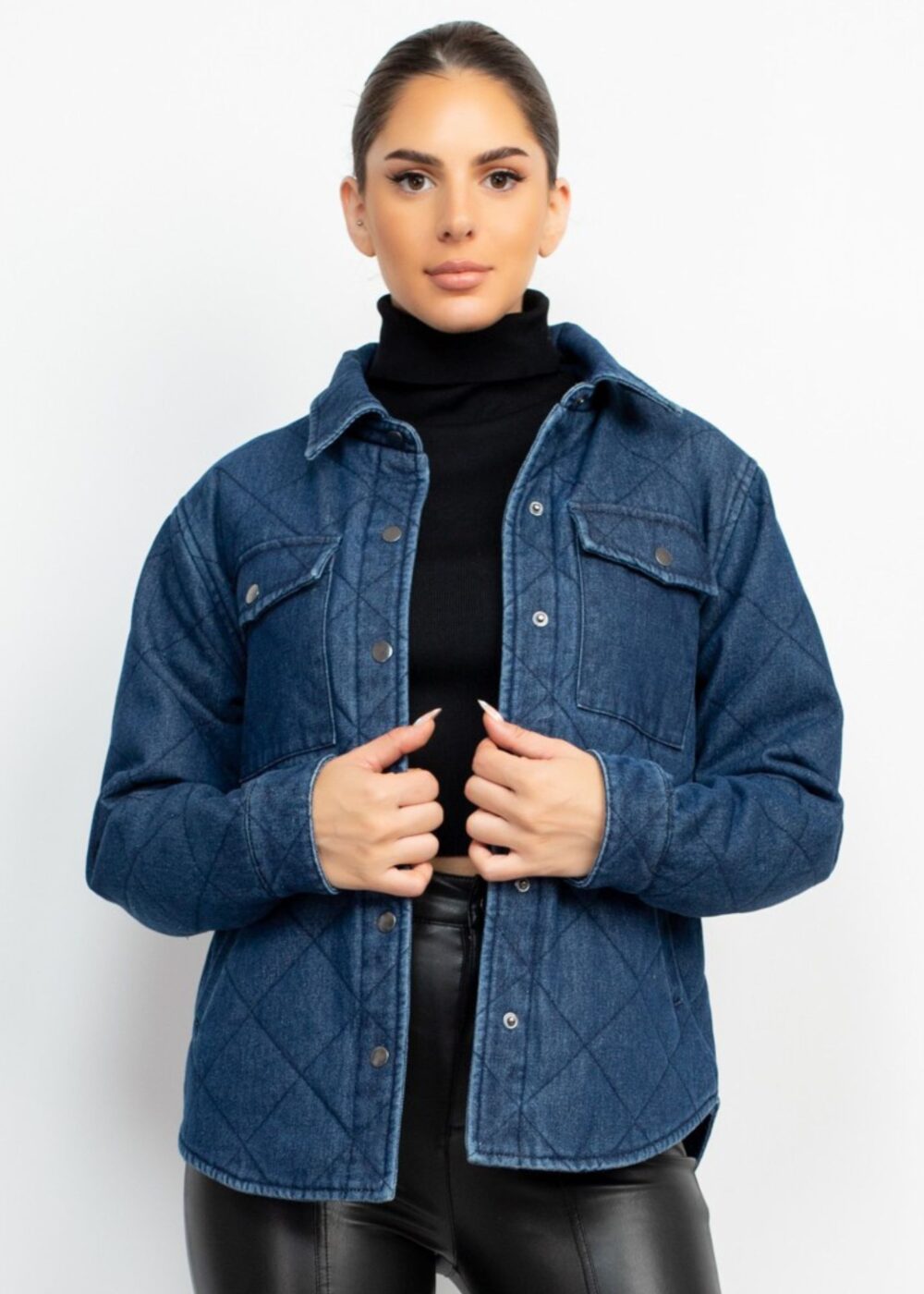 DARK WASH QUILTED DENIM JACKET