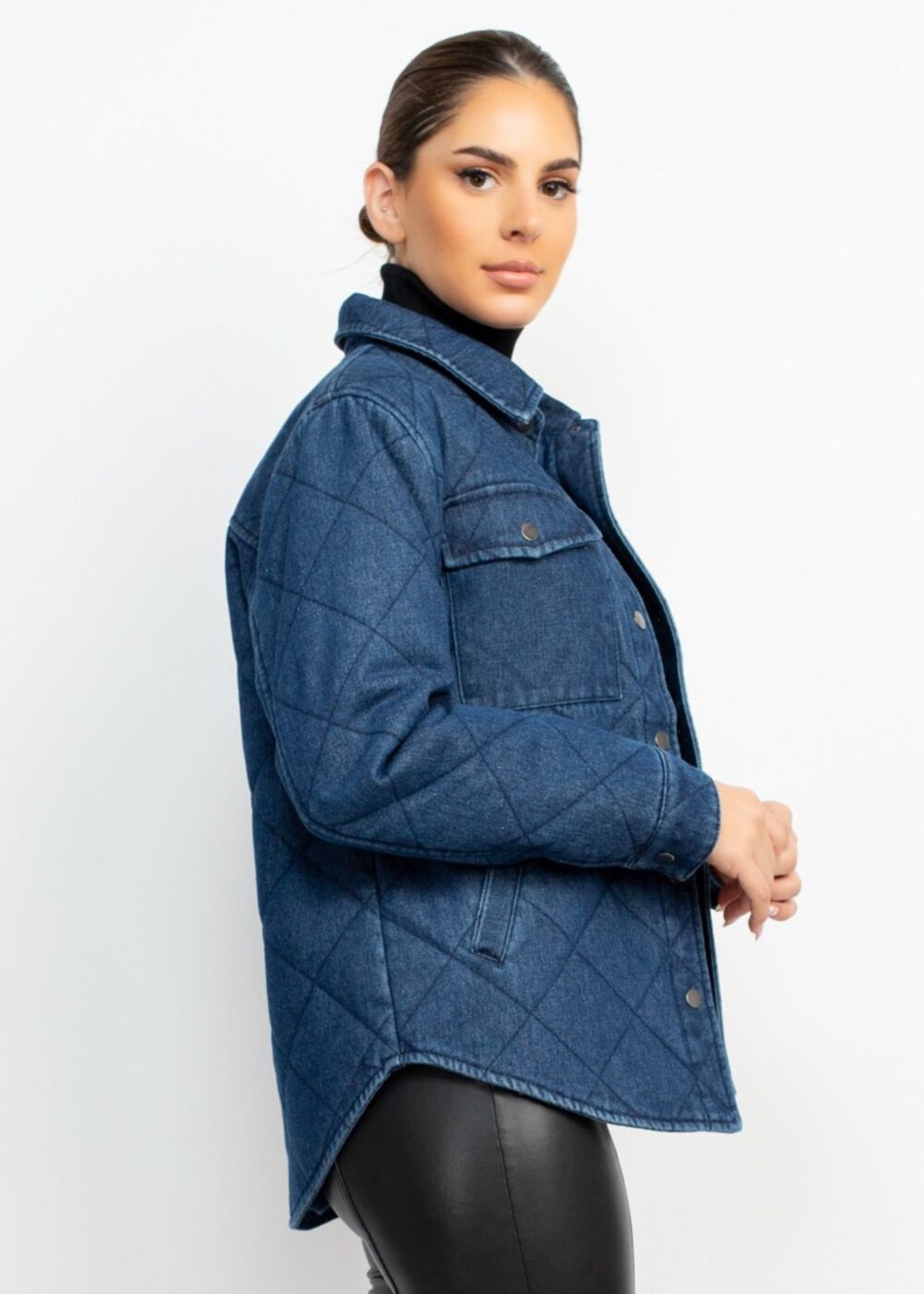 DARK WASH QUILTED DENIM JACKET