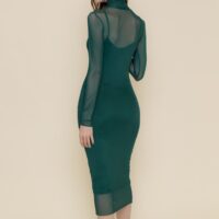 HUNTER GREEN MESH BODYCON DRESS