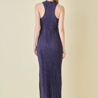 NAVY PLISSÉ MAXI DRESS