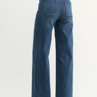 DARK WASH WIDE LEG JEANS WITH MINI PATCH POCKETS