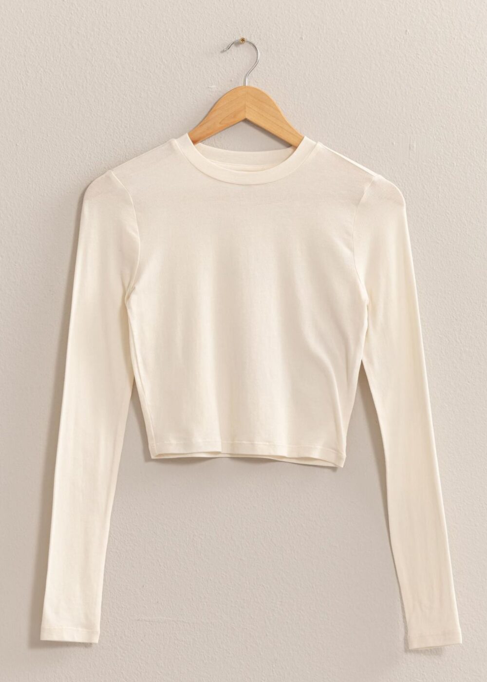 IVORY LONG SLEEVE CROP TOP