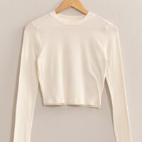 IVORY LONG SLEEVE CROP TOP