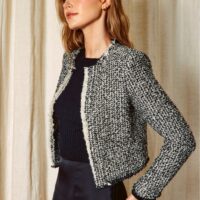 BLACK AND WHITE KNIT BLAZER